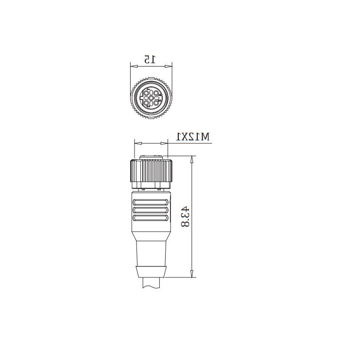 M12 5Pin、B-coded、Straight type female、Single end pre cast PVC non flexible cable、Purple sheath、0C4003-XXX